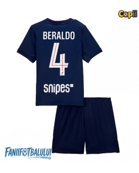 Paris Saint-Germain Lucas Beraldo #4 Echipament de Fotbal Replică 2025-26 Copii Acasa (+ Șorturi)